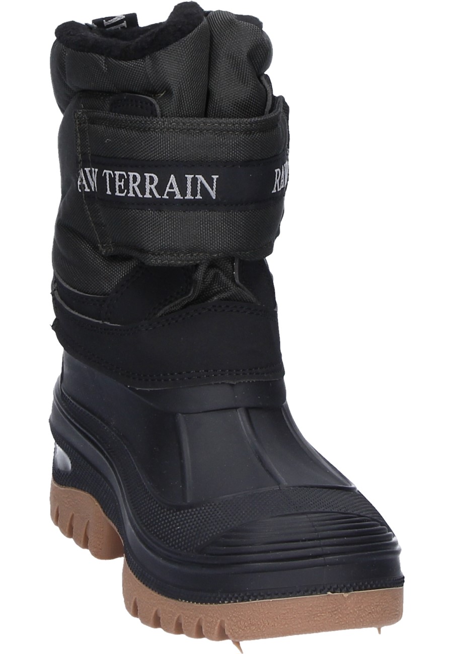 Black Lined Stable Boots with Velcro Fastener Faux Fur Lining and