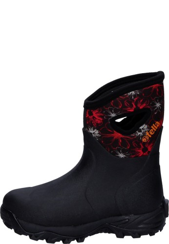 Fashionable short ladies rubber boot ANNIE MID BLACK RED by Fella