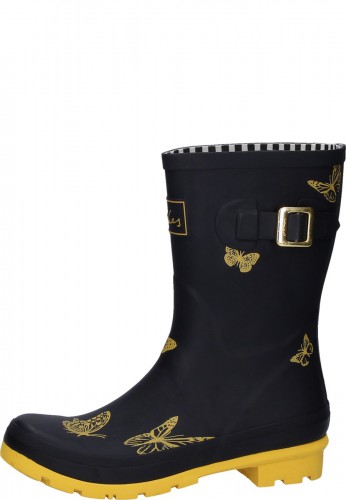 joules black butterfly wellies