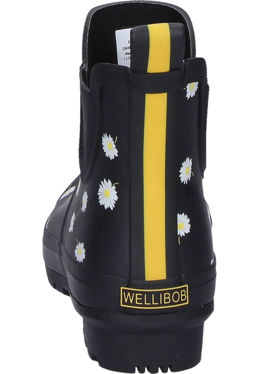 joules black daisy wellies