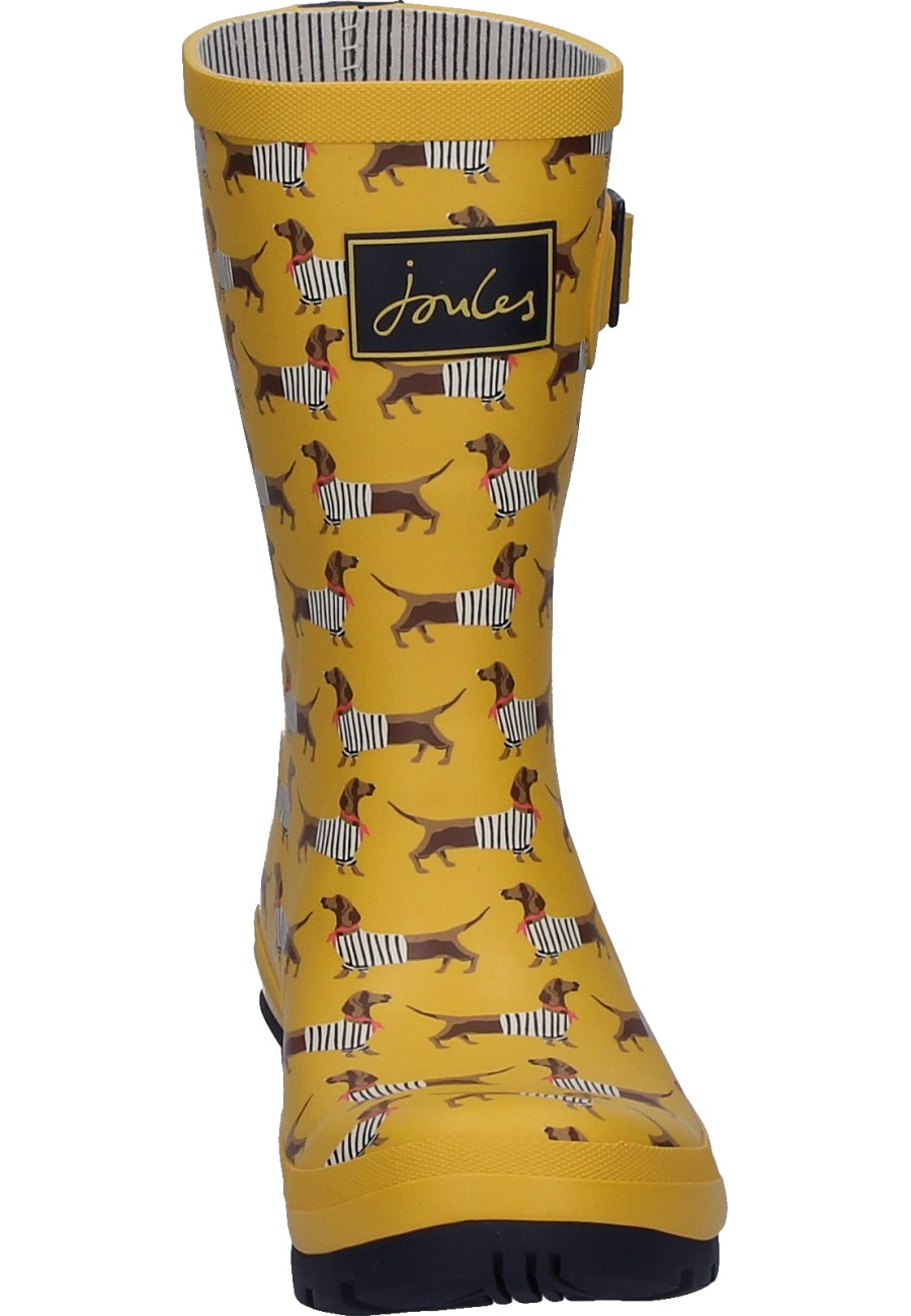 joules yellow sausage dog wellies