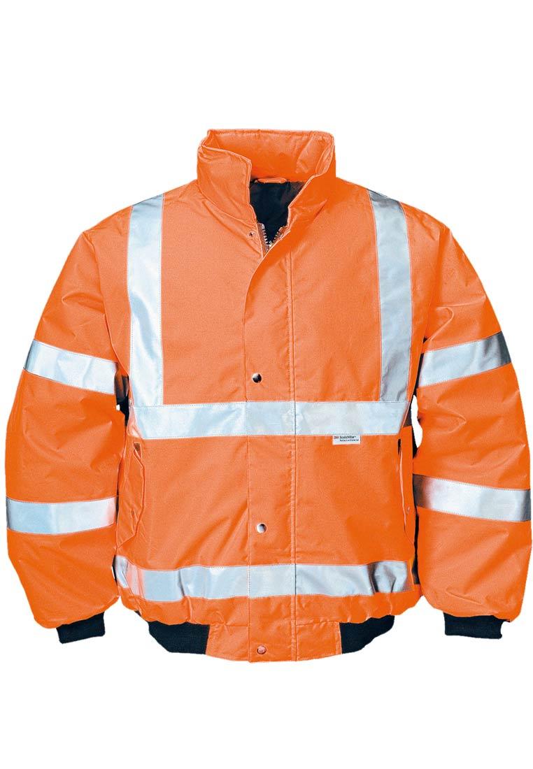 High Visibility Pilot Jacket in orange signal colour with reflective strips