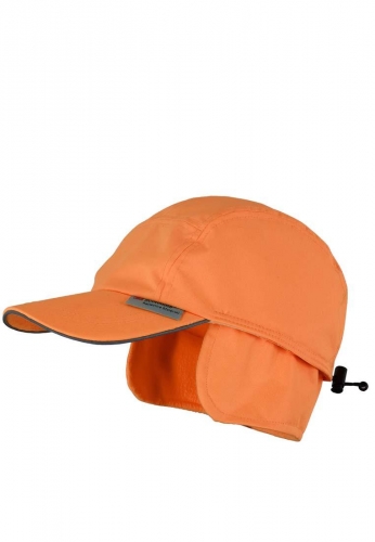 Warm Cap in orange signal colour with ear flaps - 100% Polyester
