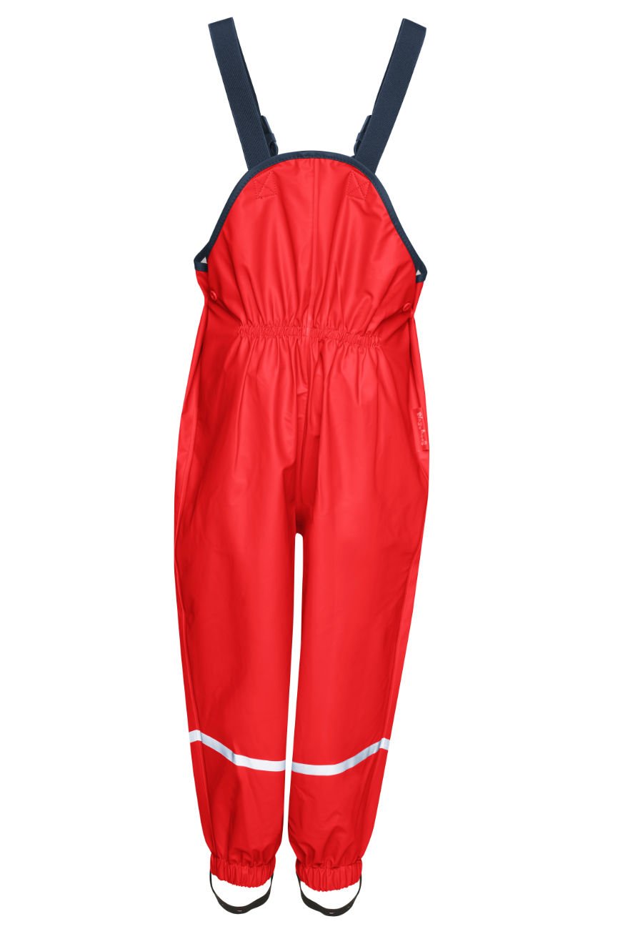 Playshoes kids rain dungarees red