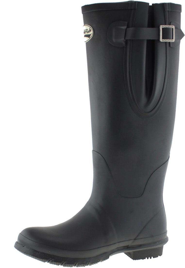 Wellie Boot matt Neoprene Adjustable black Wellington boots by Rockfish