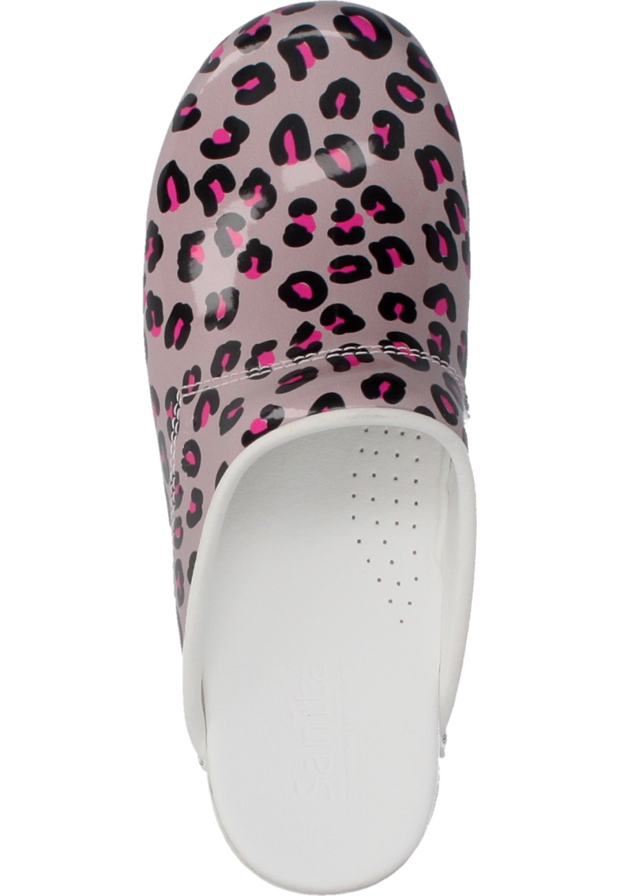 sanita leopard clogs