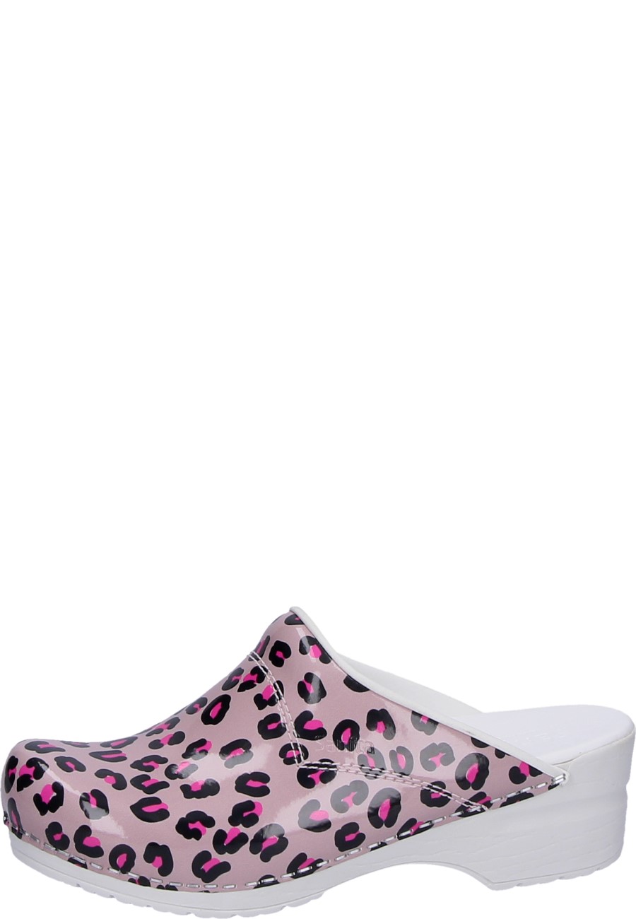 sanita leopard clogs